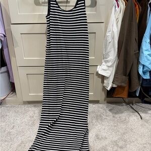 MATERNITY Women’s Black & White Striped Tank Maxi Dress